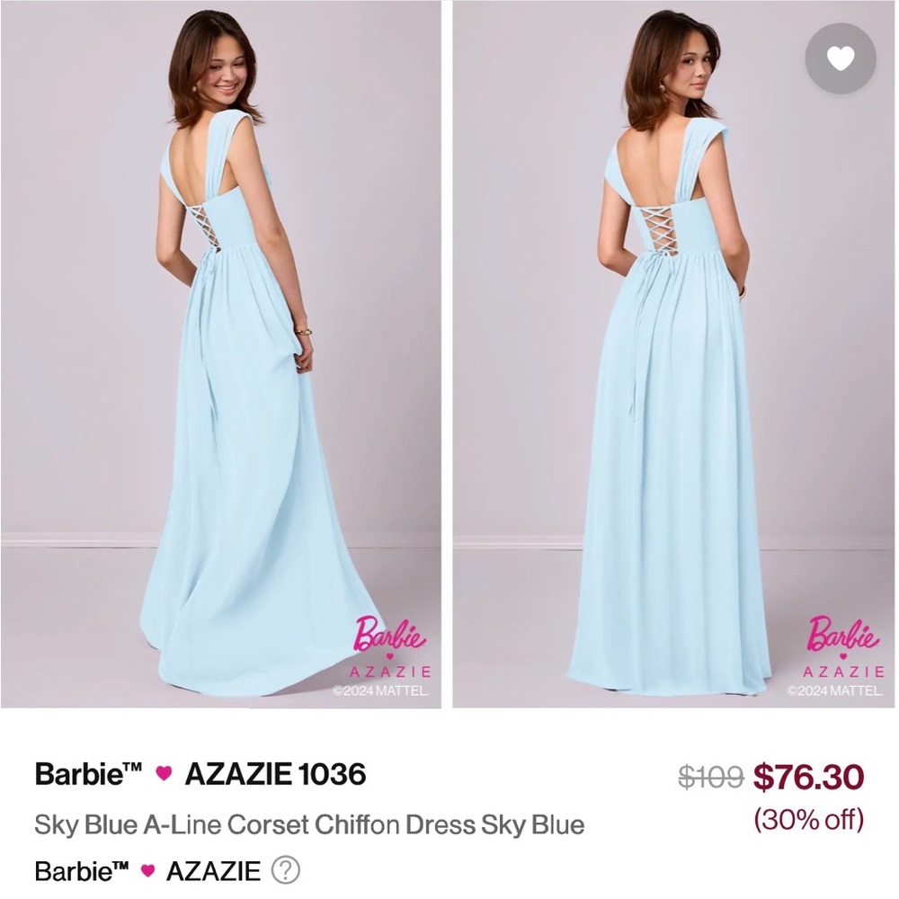 Azazie Light Blue Strapless Chiffon Dress - Picture 2 of 2